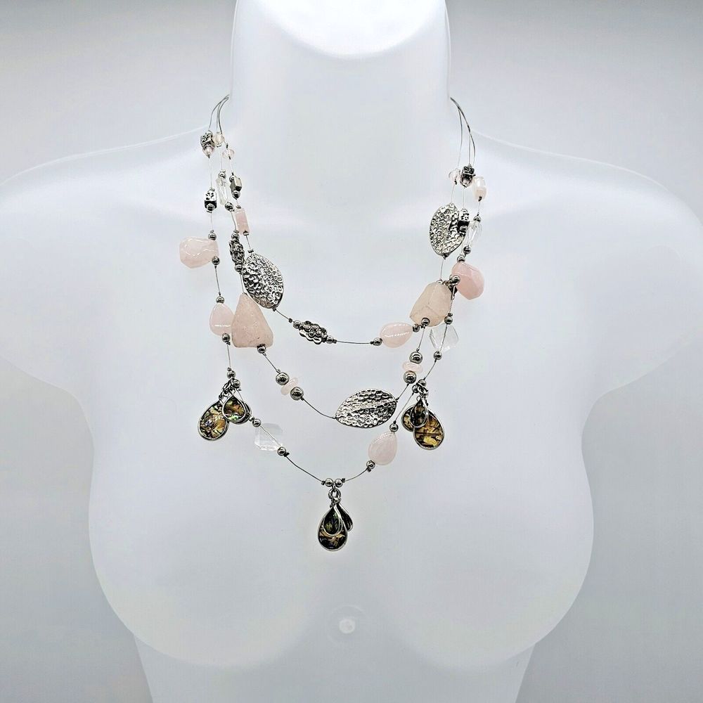 Chico's Statement Necklace Multi Layer Abalone St… - image 2